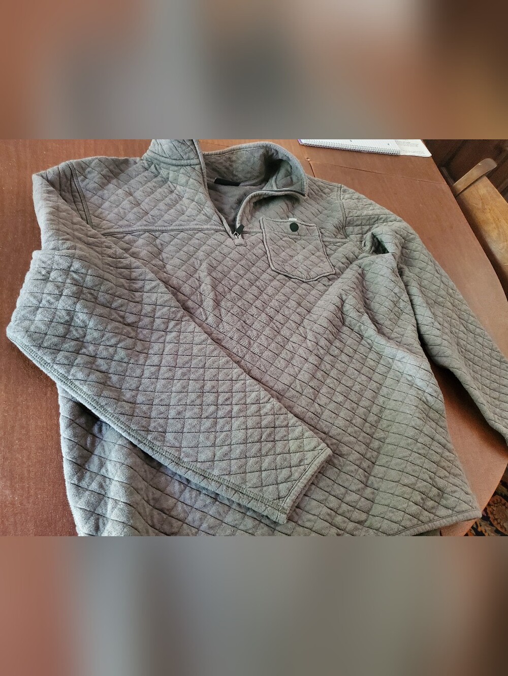 Eddie Bauer Quilted Pullover in Olive, Size TL